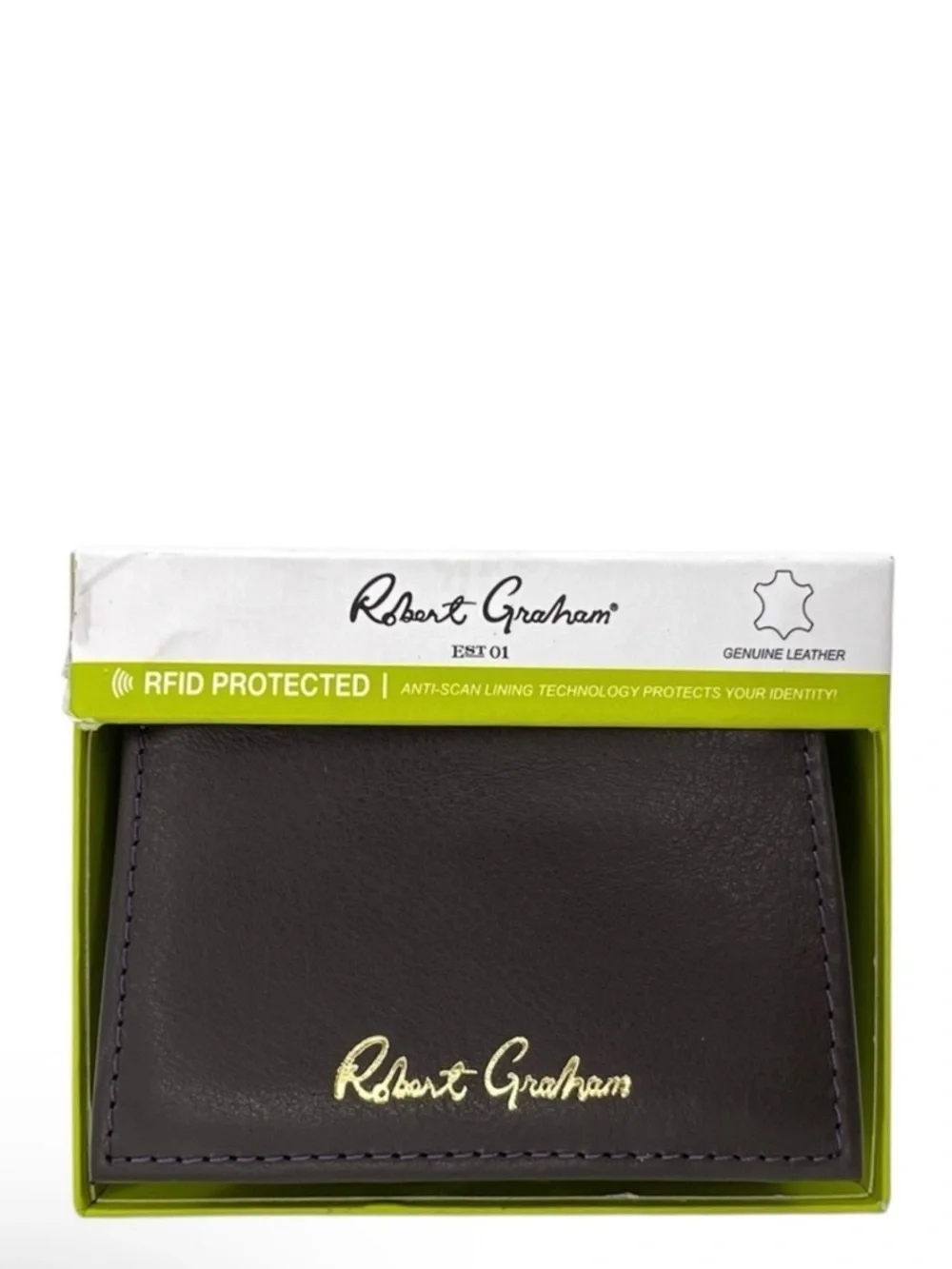 Robert Graham Dakota Tri Fold Wallet Brown Leather
